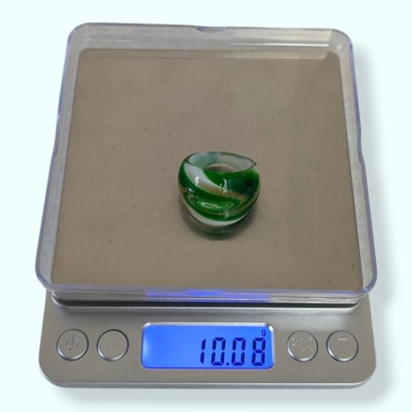 (2/$20) Vintage Murano Green Swirl Glass Ring - Picture 6 of 7